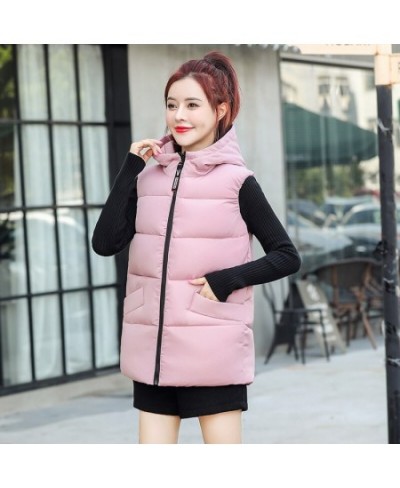 Winter Long Women's Vest Warm Solid Vest With Hood Sleeveless Jacket Woman Stand Collar Thick Casual Padded Vest Woman $53.59...