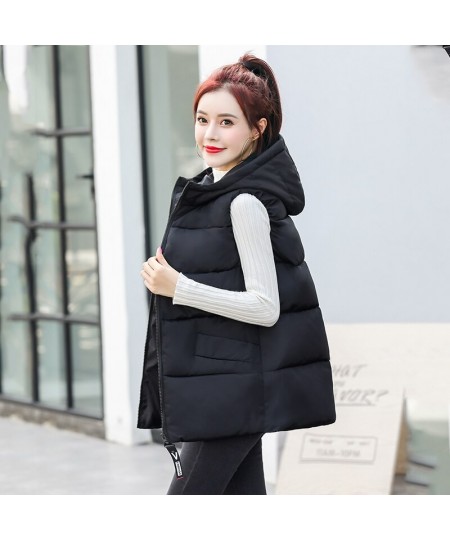 Winter Long Women's Vest Warm Solid Vest With Hood Sleeveless Jacket Woman Stand Collar Thick Casual Padded Vest Woman $53.59...