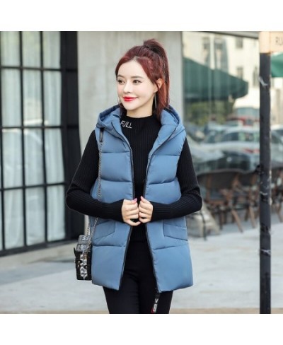 Winter Long Women's Vest Warm Solid Vest With Hood Sleeveless Jacket Woman Stand Collar Thick Casual Padded Vest Woman $53.59...