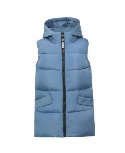 Winter Long Women's Vest Warm Solid Vest With Hood Sleeveless Jacket Woman Stand Collar Thick Casual Padded Vest Woman $53.59...