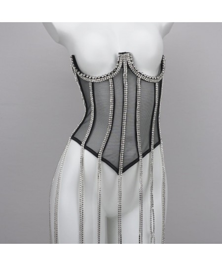 Shiny Rhinestone Lace Corset Body Shapers Women Girdling Shapewear Woman Waist Trainer Vest Sexy Corsets Stage Clothes Fajas ...