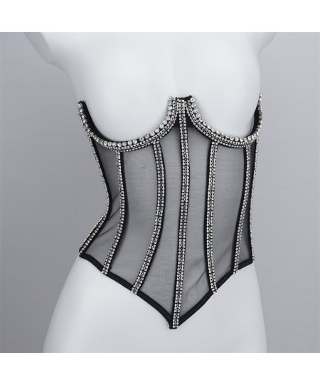 Shiny Rhinestone Lace Corset Body Shapers Women Girdling Shapewear Woman Waist Trainer Vest Sexy Corsets Stage Clothes Fajas ...