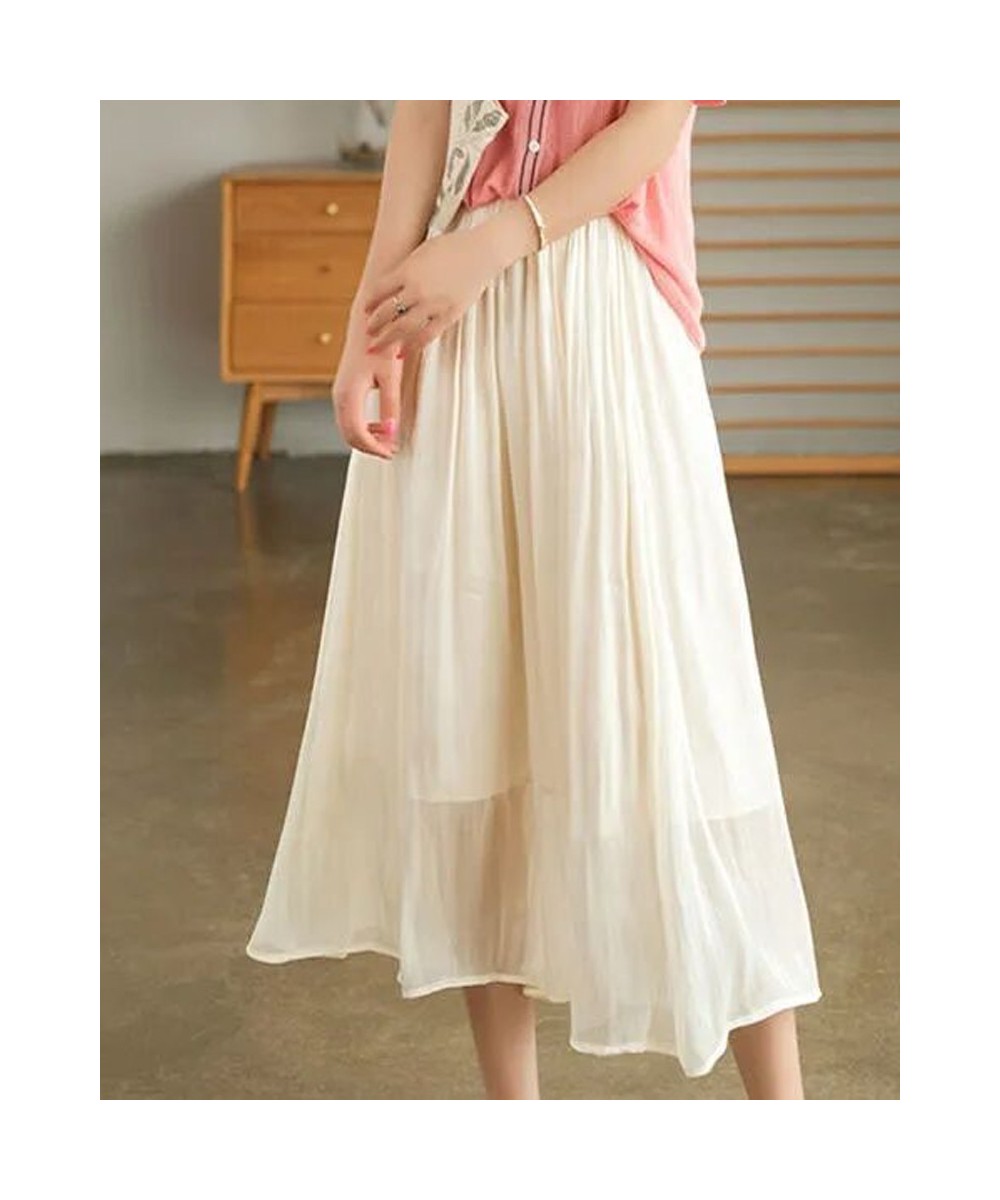 2023 spring and summer solid color high waist half-body skirt women's fashion simple temperament loose large size drape plea ...