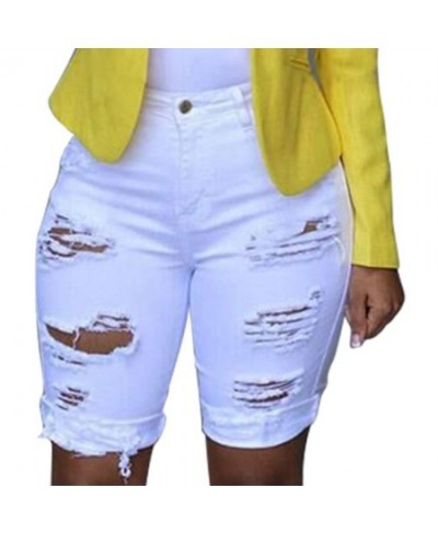 Women Elastic Destroyed Hole Short Pants Sexy Slim Fit Denim Shorts Ripped Jeans Sexy Streetwear Denim Shorts Ripped Jeans $2...