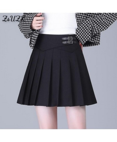 New Women Sexy Twill Fabric Mini Skirt Spring Summer High Waist Student Pleated Skirts Female Cute Sweet Cosplay Solid Skirt ...