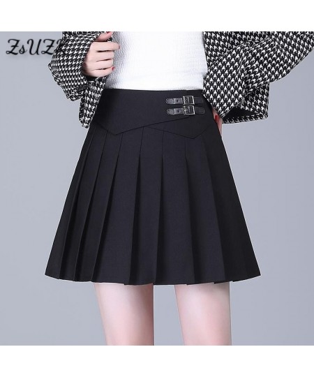 New Women Sexy Twill Fabric Mini Skirt Spring Summer High Waist Student Pleated Skirts Female Cute Sweet Cosplay Solid Skirt ...