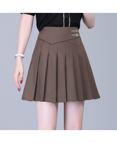 New Women Sexy Twill Fabric Mini Skirt Spring Summer High Waist Student Pleated Skirts Female Cute Sweet Cosplay Solid Skirt ...