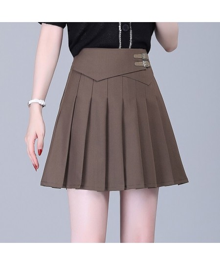 New Women Sexy Twill Fabric Mini Skirt Spring Summer High Waist Student Pleated Skirts Female Cute Sweet Cosplay Solid Skirt ...