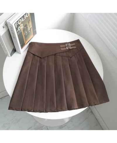 New Women Sexy Twill Fabric Mini Skirt Spring Summer High Waist Student Pleated Skirts Female Cute Sweet Cosplay Solid Skirt ...