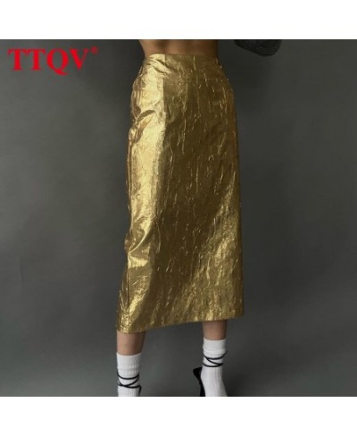 Fashion Silver Skirts For Women 2023 Elegant High Waisted Straight Skirts Casual Solid Simple Midi Skirt Female Clothing $42....