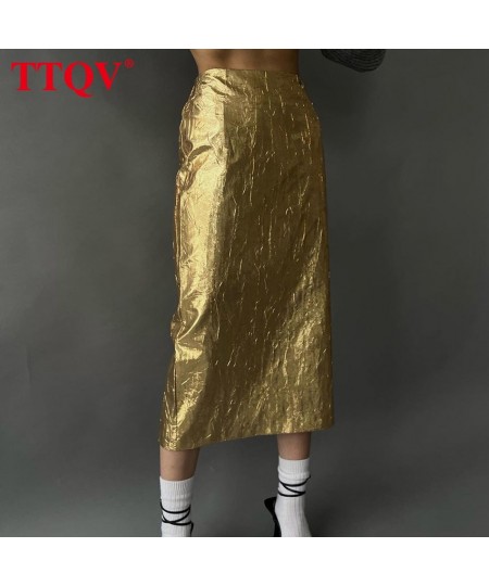 Fashion Silver Skirts For Women 2023 Elegant High Waisted Straight Skirts Casual Solid Simple Midi Skirt Female Clothing $42....