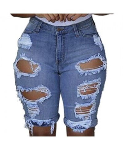 Women Elastic Destroyed Hole Short Pants Sexy Slim Fit Denim Shorts Ripped Jeans Sexy Streetwear Denim Shorts Ripped Jeans $2...