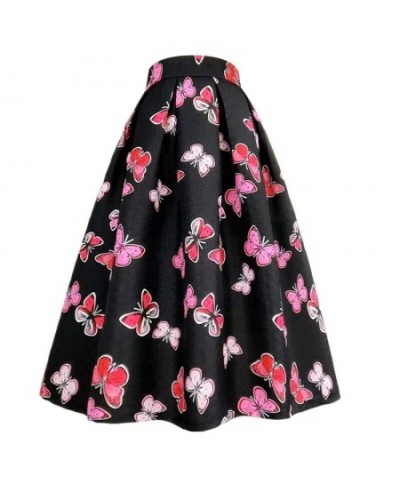 2022 Autumn Winter Korean Elegant 50s Ladies High Waist Parrot Floral Pleated Long Skirt Vintage Fashion Aesthetic Festival 5...