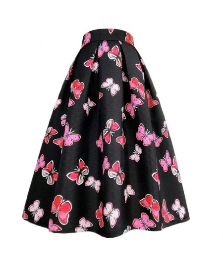 2022 Autumn Winter Korean Elegant 50s Ladies High Waist Parrot Floral Pleated Long Skirt Vintage Fashion Aesthetic Festival 5...