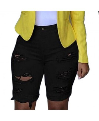 Women Elastic Destroyed Hole Short Pants Sexy Slim Fit Denim Shorts Ripped Jeans Sexy Streetwear Denim Shorts Ripped Jeans $2...