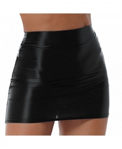 Womens High Waist Mini Skirt Shiny Glossy Oil Bodycon Pencil Skirt Sexy See-through OL Micro Skirt Rave Nigh Clubwear $21.78 ...