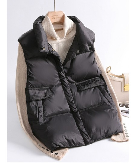 Autumn Winter Ultra Light Thin Duck Down Jacket Women Quilted Short Warm Basic Vest Casual Pocket Waistcoat $36.88 - Jackets ...