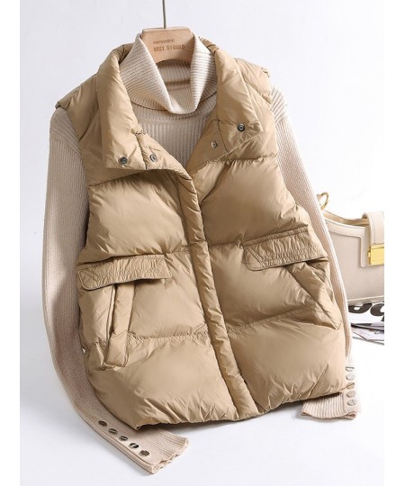 Autumn Winter Ultra Light Thin Duck Down Jacket Women Quilted Short Warm Basic Vest Casual Pocket Waistcoat $36.88 - Jackets ...