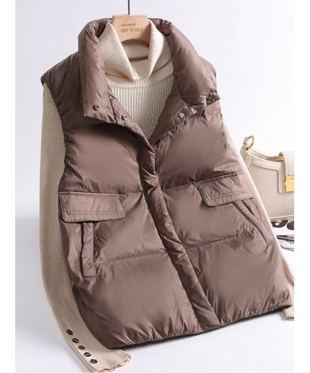 Autumn Winter Ultra Light Thin Duck Down Jacket Women Quilted Short Warm Basic Vest Casual Pocket Waistcoat $36.88 - Jackets ...