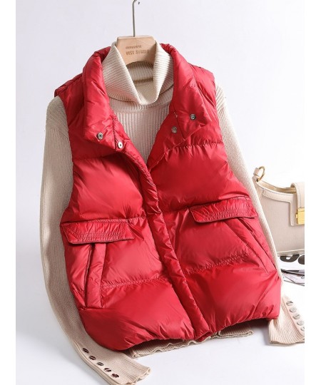 Autumn Winter Ultra Light Thin Duck Down Jacket Women Quilted Short Warm Basic Vest Casual Pocket Waistcoat $36.88 - Jackets ...