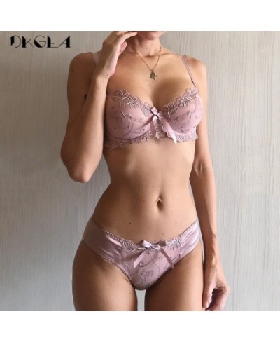 New Fashion Embroidery Lingerie Set Women Bras C D Cup Plus Size Underwear Set Sexy Black Transparent Bra and Panties Sets La...