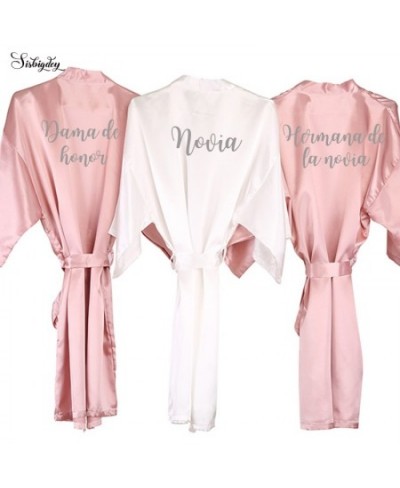 dusty pink novia bride robe women dama de honor hermana de la novia Espanol spanish kimono bride party bridesmaid robe $26.28...