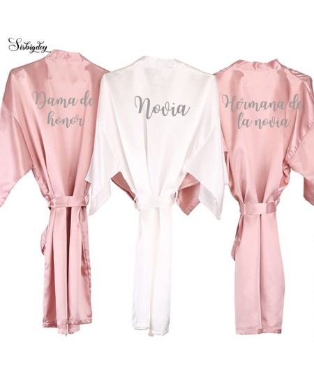 dusty pink novia bride robe women dama de honor hermana de la novia Espanol spanish kimono bride party bridesmaid robe $26.28...