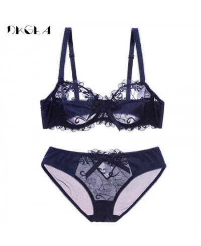 New Fashion Embroidery Lingerie Set Women Bras C D Cup Plus Size Underwear Set Sexy Black Transparent Bra and Panties Sets La...