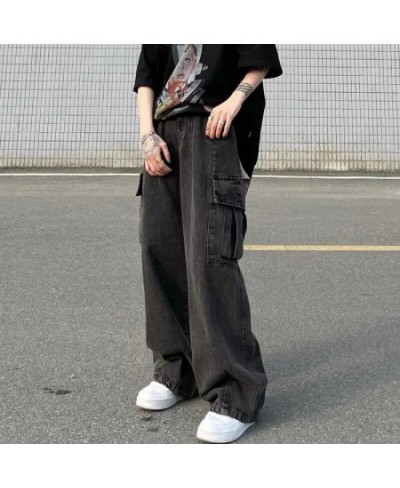 Streetwear Boyfriend Cargo Jeans Women Big Pocket Wide Leg Jeans Oversize 80kg Denim Pants Man Hip Hop Baggy Cowboy Trousers ...