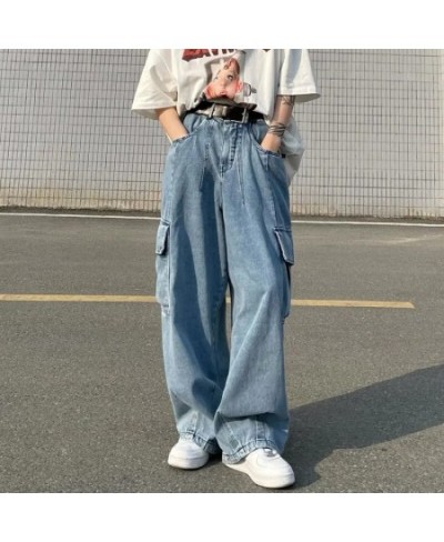 Streetwear Boyfriend Cargo Jeans Women Big Pocket Wide Leg Jeans Oversize 80kg Denim Pants Man Hip Hop Baggy Cowboy Trousers ...