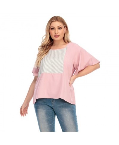 Plus Size Women Clothing 2022 Fashion New Loose Contrast Color Striped Large T-Shirt Ladies Summer Tops For Fat 4XL $46.63 - ...