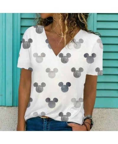 2022 new Y2K clothing T-shirt women's summer women's V-neck Minnie Mickey print pattern clothing street comfortable Top $21.7...