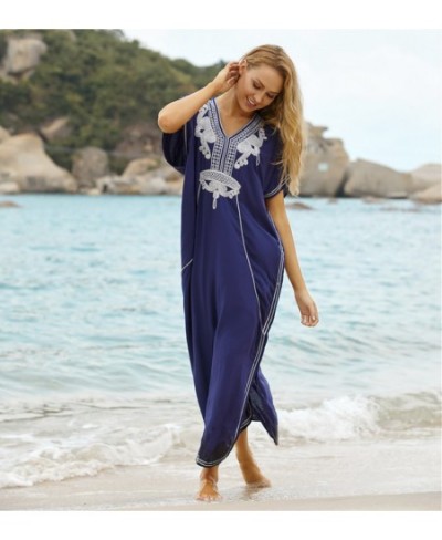 Embroidery Cotton Beach Cover up Saida de Praia Swimsuit Women Bikini cover up Tunics for Beach Pareo Sarong Beachwear $42.61...