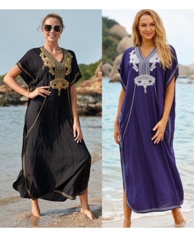 Embroidery Cotton Beach Cover up Saida de Praia Swimsuit Women Bikini cover up Tunics for Beach Pareo Sarong Beachwear $42.61...