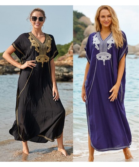 Embroidery Cotton Beach Cover up Saida de Praia Swimsuit Women Bikini cover up Tunics for Beach Pareo Sarong Beachwear $42.61...