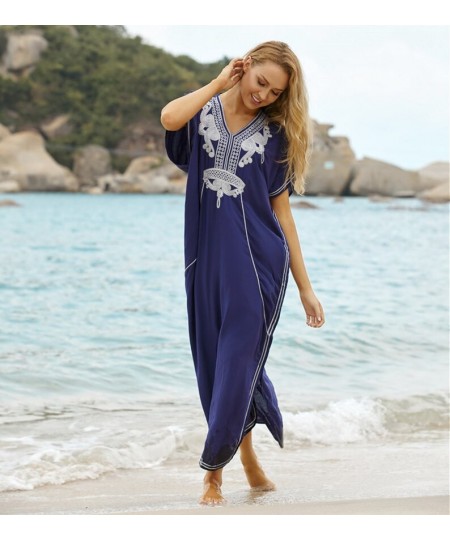 Embroidery Cotton Beach Cover up Saida de Praia Swimsuit Women Bikini cover up Tunics for Beach Pareo Sarong Beachwear $42.61...