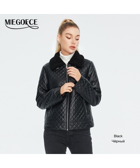 2023 New Spring Autumn Simple Solid Color Short Coat Fur Collar Women's Quilted Jacket Streetwear Casual Parka C23665 $100.05...