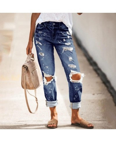 2023 New Women's Jeans Ripped Slim Fit Fashion High Waist Streetwear Vintage Stretch Casual Denim Pants $53.67 - Jeans