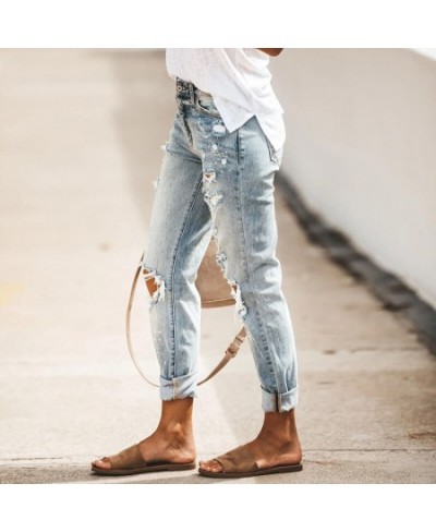 2023 New Women's Jeans Ripped Slim Fit Fashion High Waist Streetwear Vintage Stretch Casual Denim Pants $53.67 - Jeans