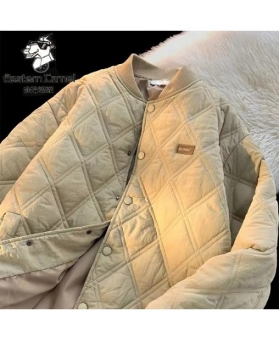 2022 Winter Solid Vintage Cozy Down Jacket Women's White Winter Coat Light Warm Rhombic Stand-up Neck Woman Coat Parka $63.97...