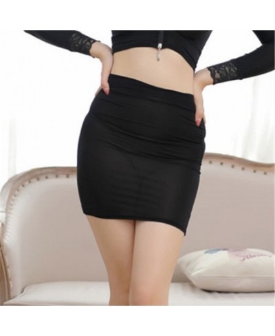 High Cut Tight Pencil Cute Skirt Ice Silk Smooth See Through Micro Mini Skirt Transparent Night Club Skirt High Waist F7 $13....