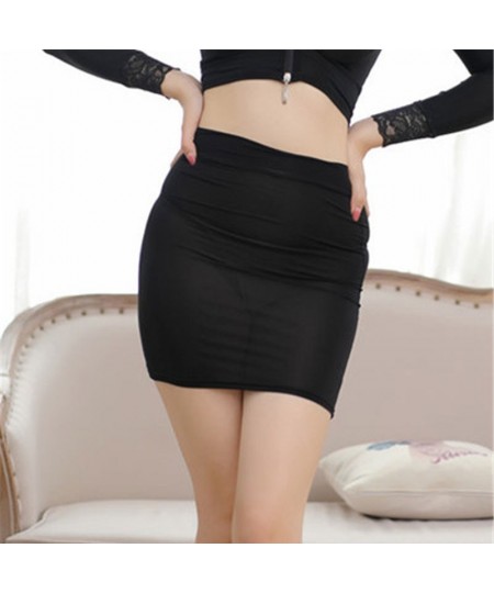 High Cut Tight Pencil Cute Skirt Ice Silk Smooth See Through Micro Mini Skirt Transparent Night Club Skirt High Waist F7 $13....