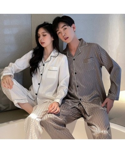 Pajamas Women's Silk Long-sleeved Pajamas Pajamas Suit Jacquard Plaid High-grade Ice Silk Can Be Worn Outside Home Wear Pajam...