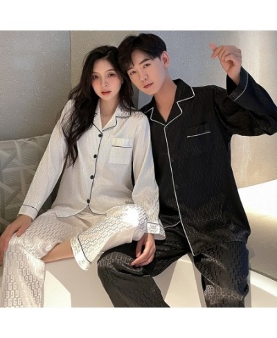 Pajamas Women's Silk Long-sleeved Pajamas Pajamas Suit Jacquard Plaid High-grade Ice Silk Can Be Worn Outside Home Wear Pajam...