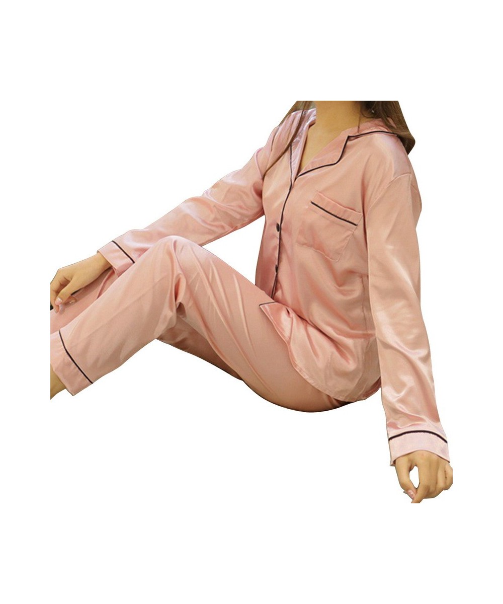 Women Silk Pyjama Set 2 Pieces Sleepwear Homewear Long Sleeve Pants Home Clothes Night Wear For Women $24.14 - Sleepwears