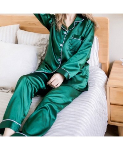 Women Silk Pyjama Set 2 Pieces Sleepwear Homewear Long Sleeve Pants Home Clothes Night Wear For Women $24.14 - Sleepwears