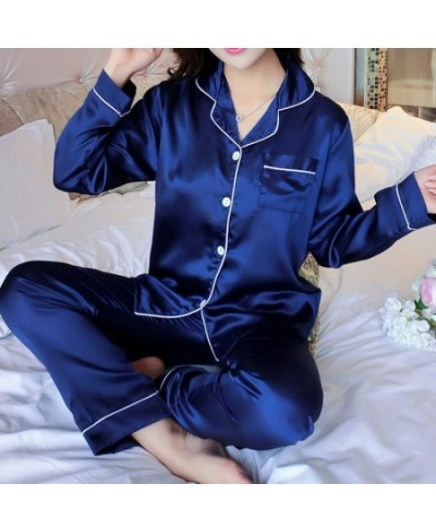 Women Silk Pyjama Set 2 Pieces Sleepwear Homewear Long Sleeve Pants Home Clothes Night Wear For Women $24.14 - Sleepwears