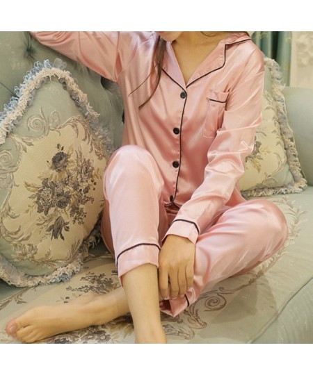 Women Silk Pyjama Set 2 Pieces Sleepwear Homewear Long Sleeve Pants Home Clothes Night Wear For Women $24.14 - Sleepwears