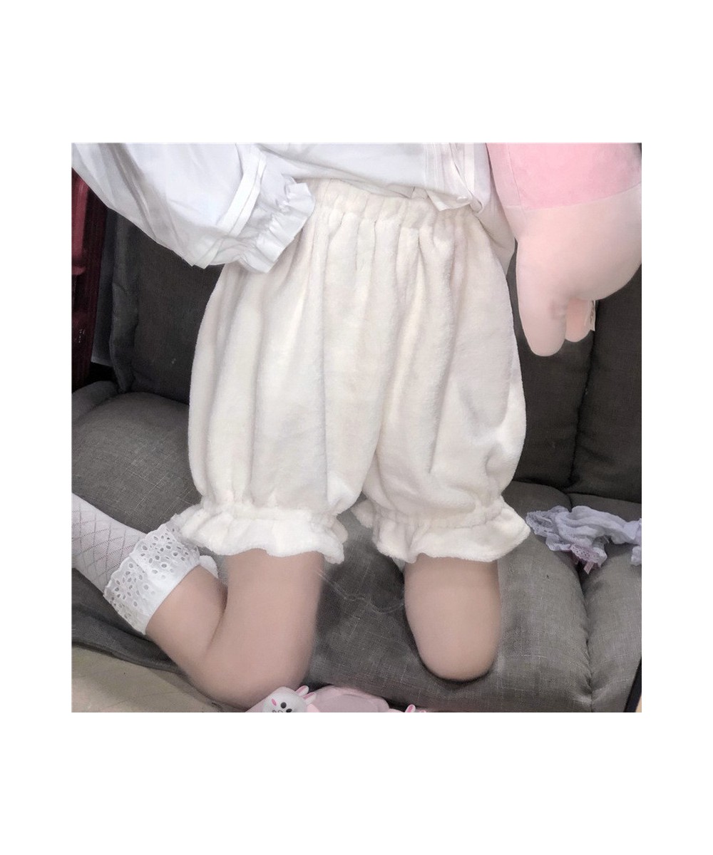 Spring Cute Lolita Women's Safety Pants Warm Velvet Shorts Sweet High Waist Lace Plush Shorts Autumm Kawaii Bloomers Shorts $...