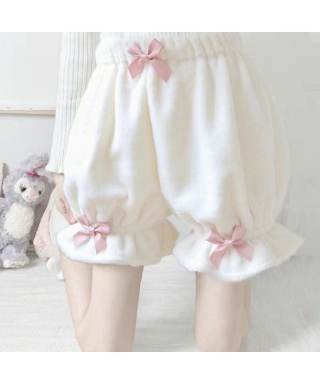 Spring Cute Lolita Women's Safety Pants Warm Velvet Shorts Sweet High Waist Lace Plush Shorts Autumm Kawaii Bloomers Shorts $...